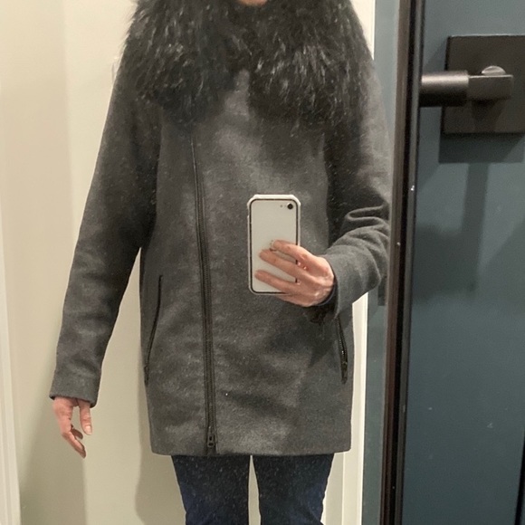 Mackage Wool Grey Coat Fur Collar - Picture 9 of 11